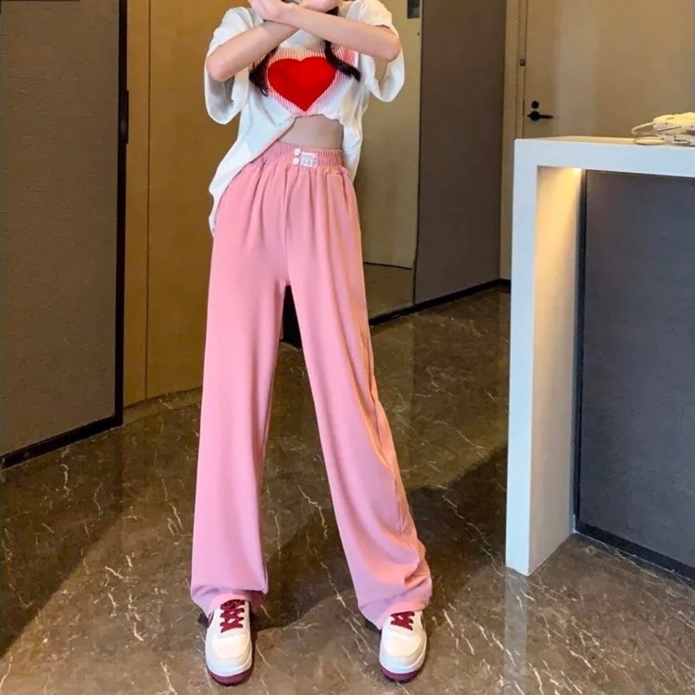 Wide Leg  Pants with Cute Button Details